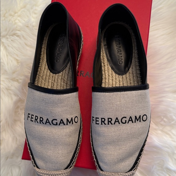 Salvatore Ferragamo Shoes - Salvatore Ferragamo Black and Cream Espadrilles
100% Authentic